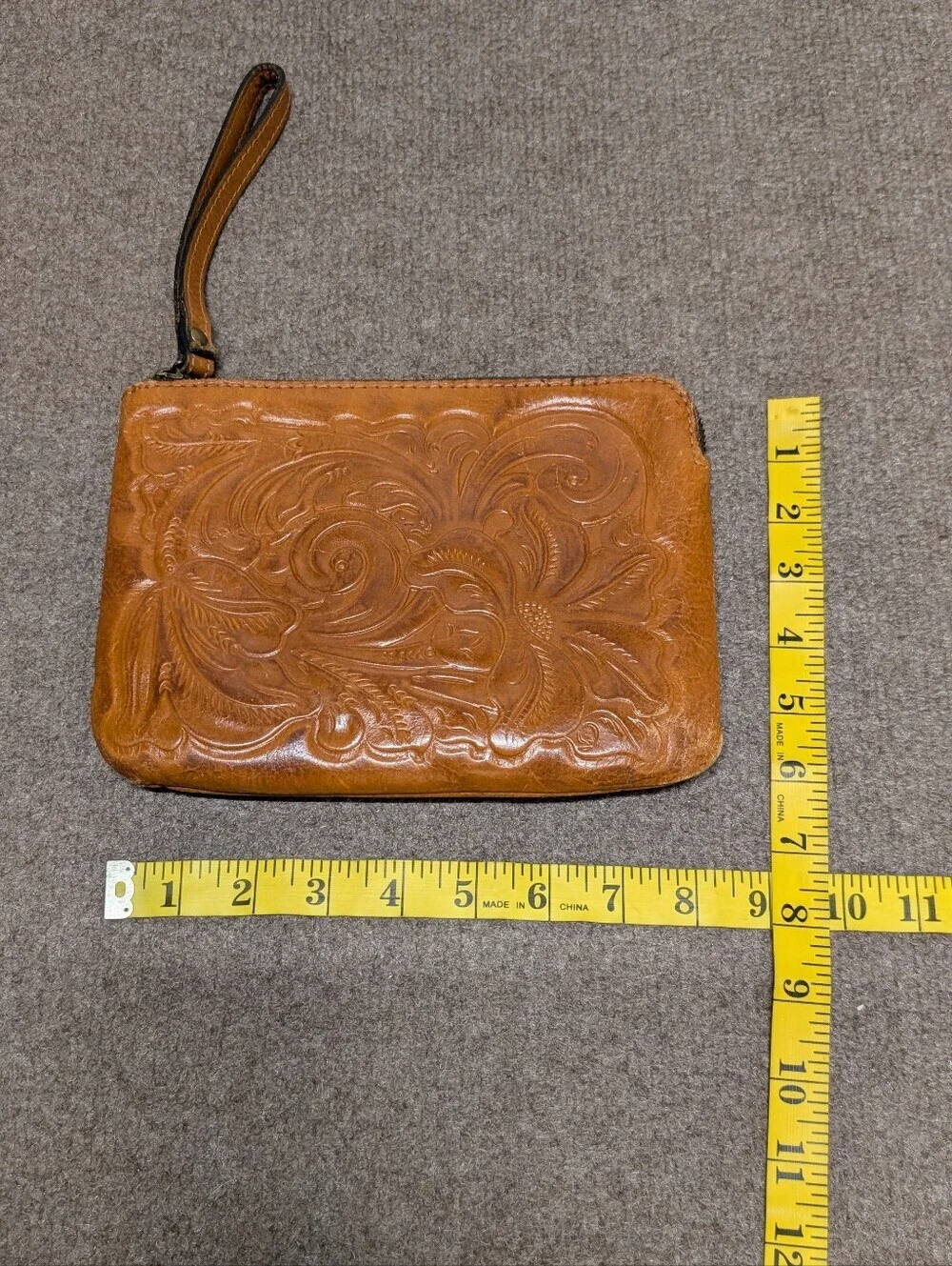 PATRICIA NASH Embossed 100% Leather Tooled Cassini Wristlet Wallet Women's